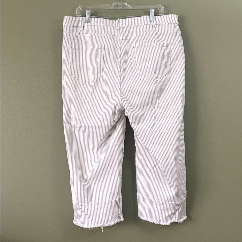 J. Jill Denim High Rise Full Leg Crops Distressed Raw Hem Striped Sz 18 - Picture 5 of 8